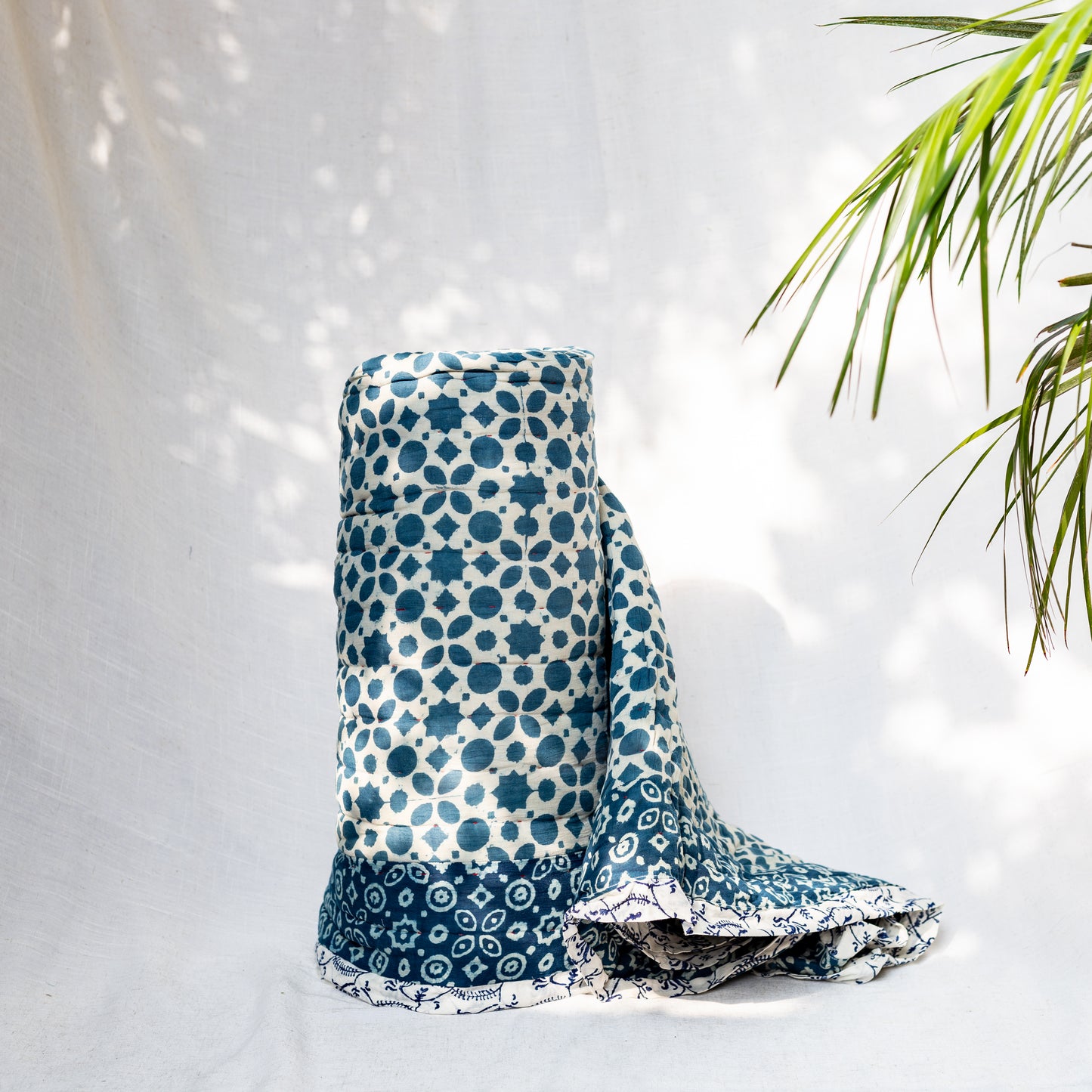 Indigo Geometric Block Print Dulai