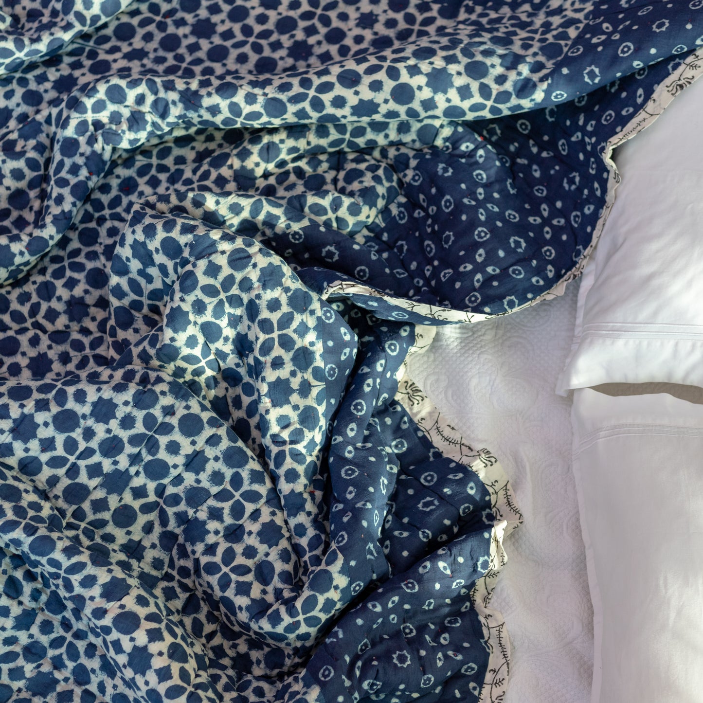 Indigo Geometric Block Print Dulai