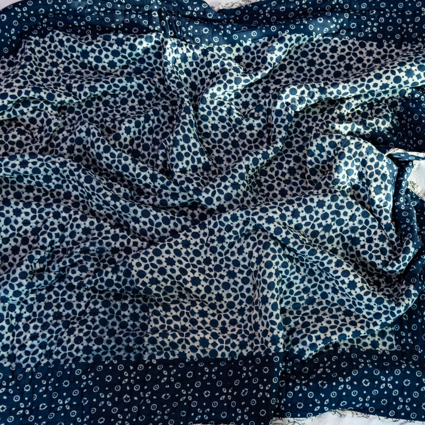 Indigo Geometric Block Print Dulai