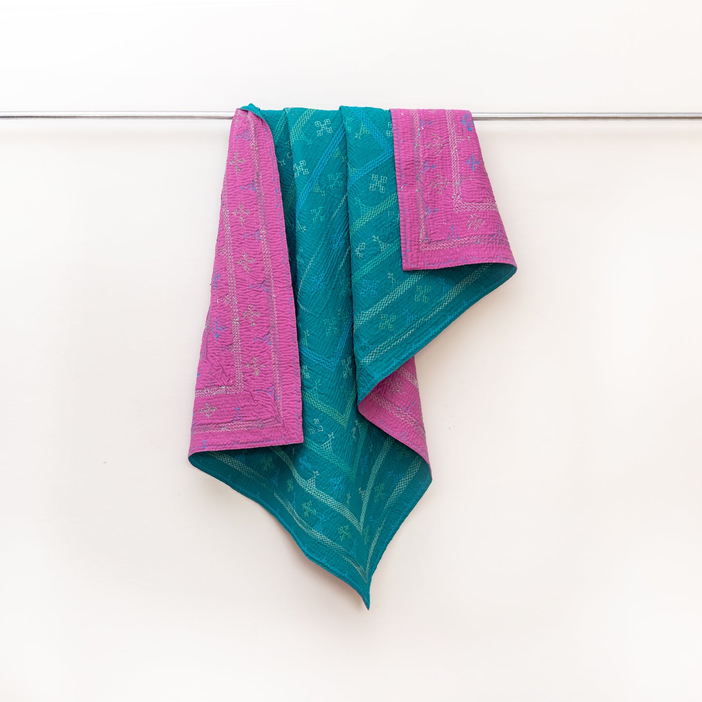 Teal & Pink Reversible Rilli – Throw Size