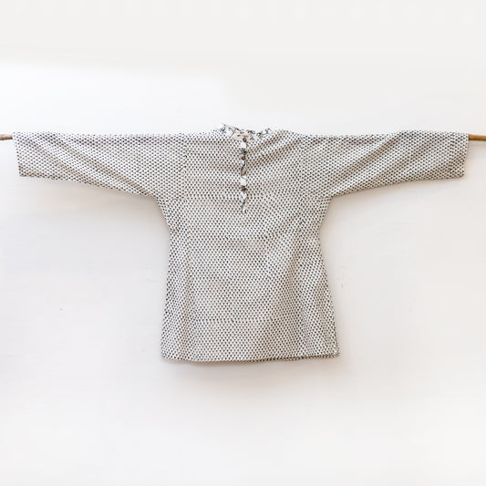 White Kurta with Black Tiny Motifs