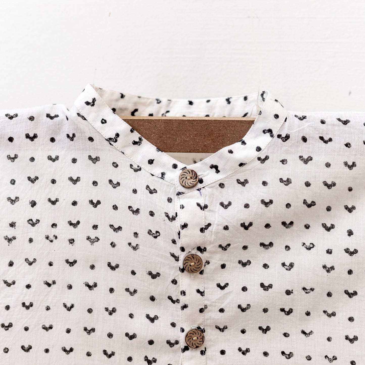 White Kurta with Black Hearts Motifs