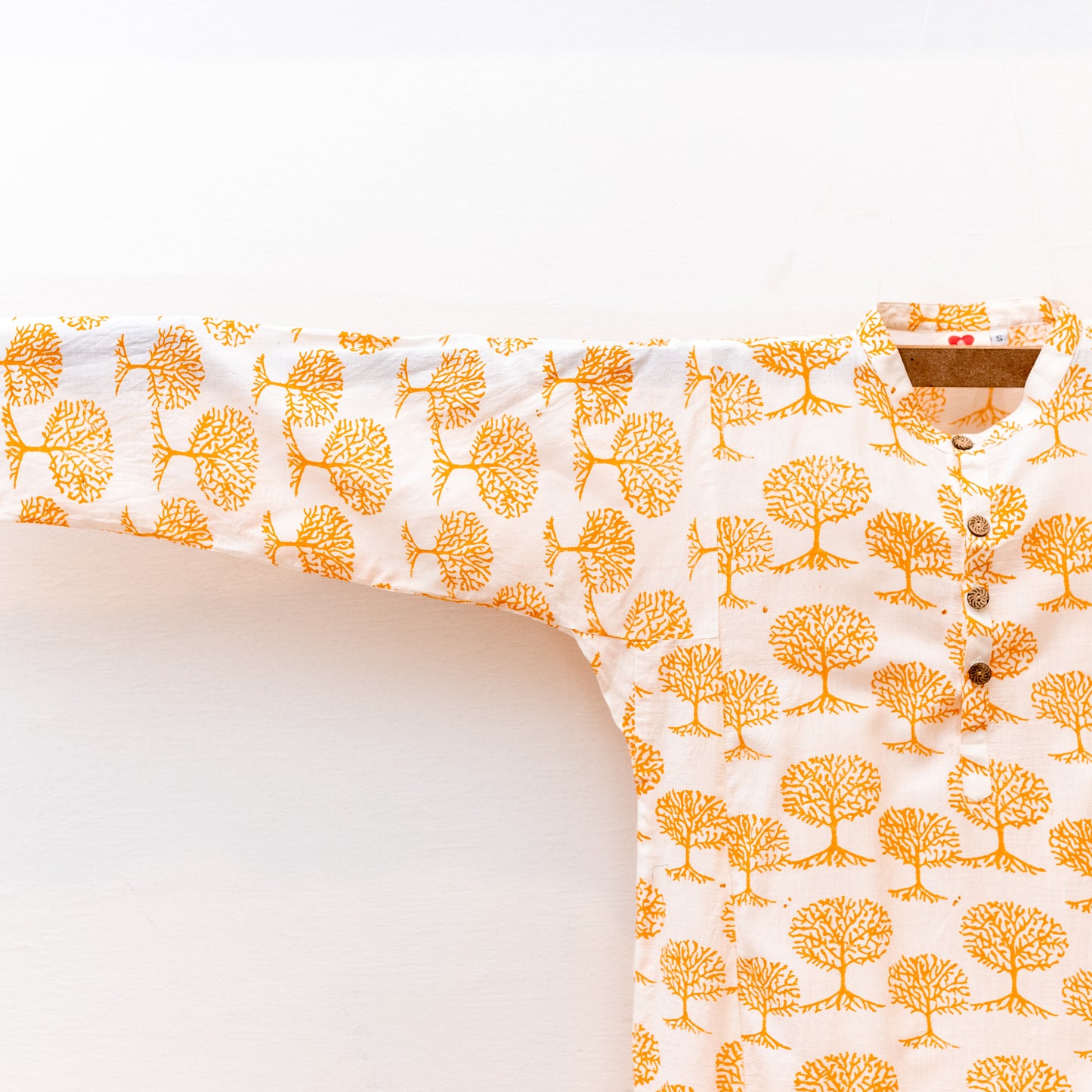 White Kurta with Yellow Tree of Life