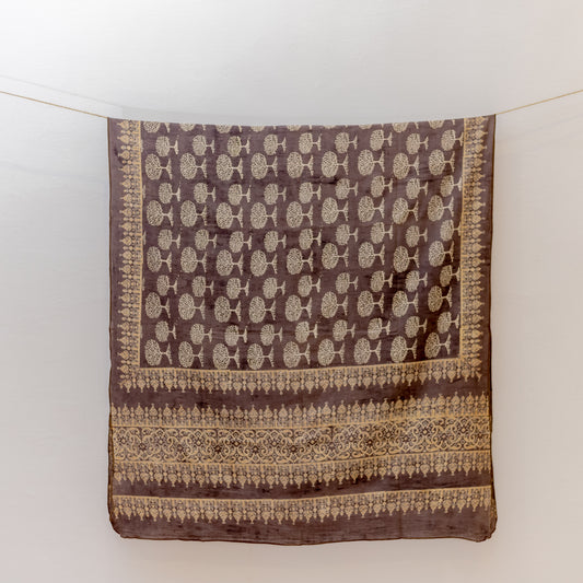 Tree Of Life Brown Ajrak Duppata