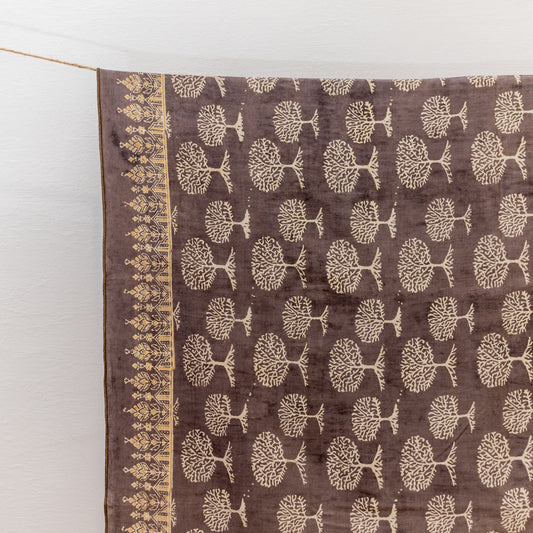 Tree Of Life Brown Ajrak Block Print Scarves