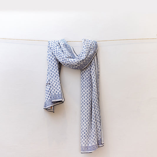 White Anchor Block Print Scarve