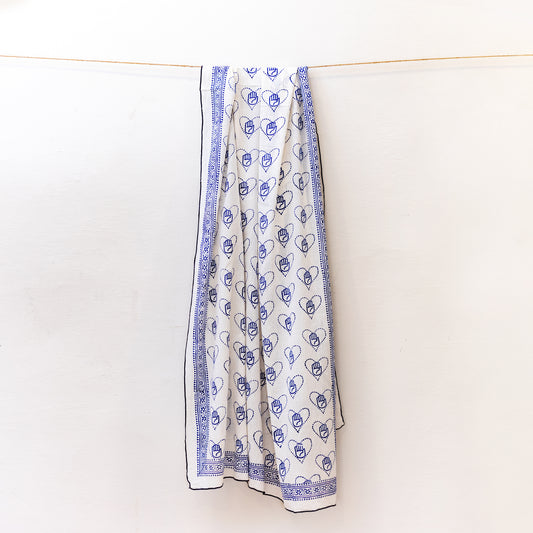 Love Handmade White and Blue Dupatta