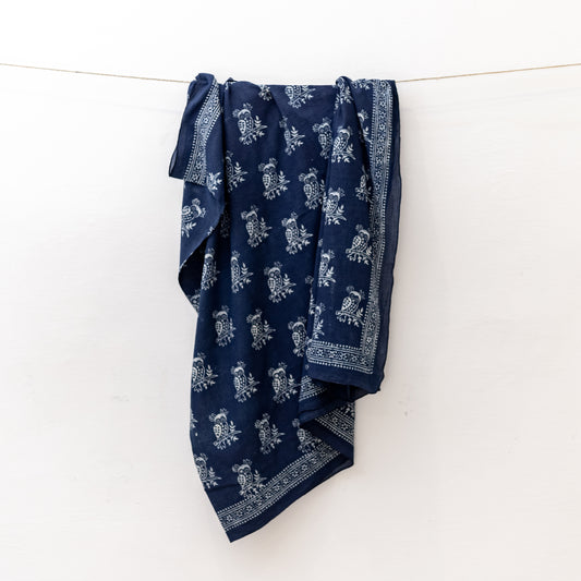 Indigo Owl Print Dupatta
