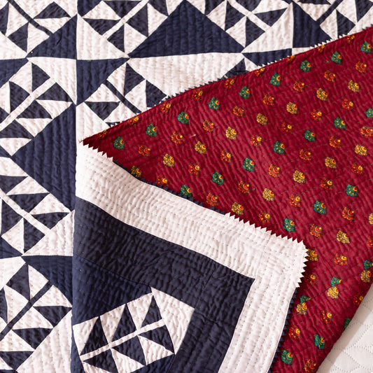 Navy & White Patchwork Rilli | Twin Size