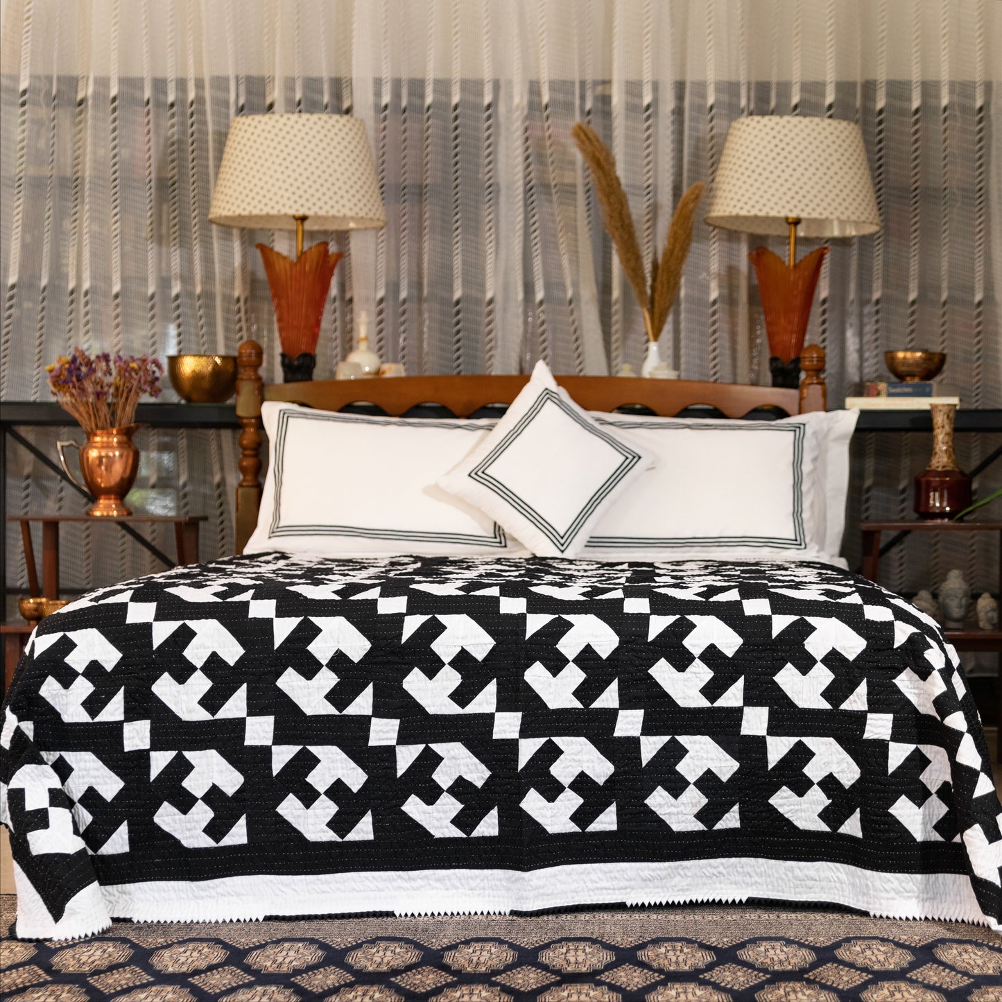 Black & White Patchwork rilli | Twin Size