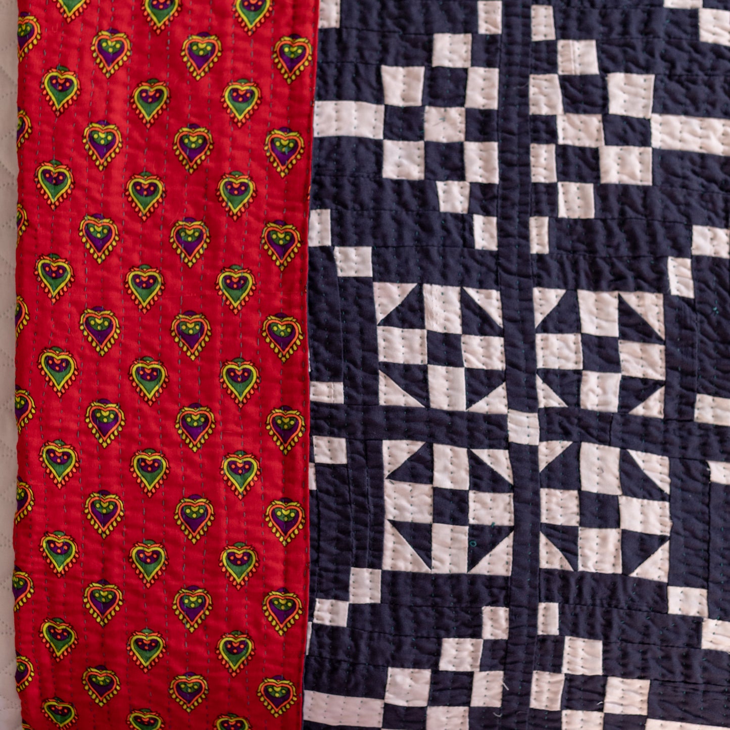 Navy & White Patchwork Rilli Twin Size