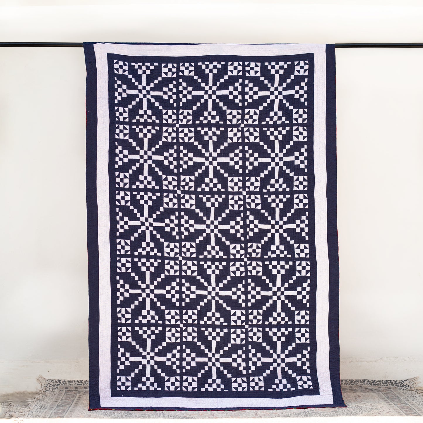 Navy & White Patchwork Rilli Twin Size