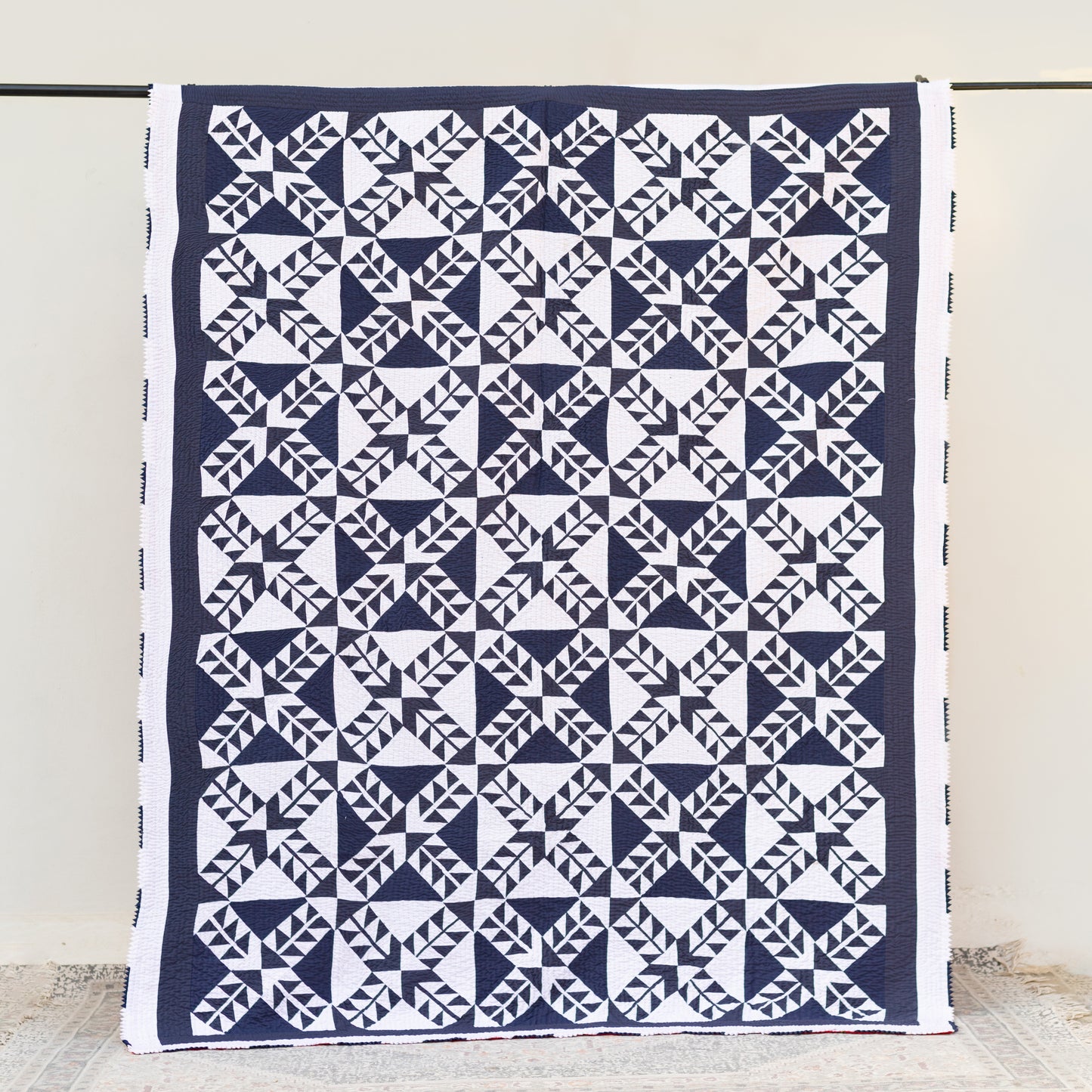 Navy & White Patchwork Rilli | Twin Size