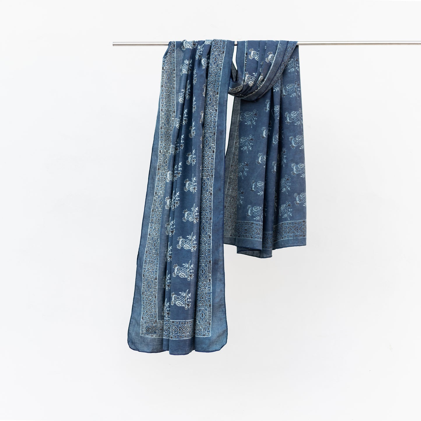 Indigo Owl Print Scarves