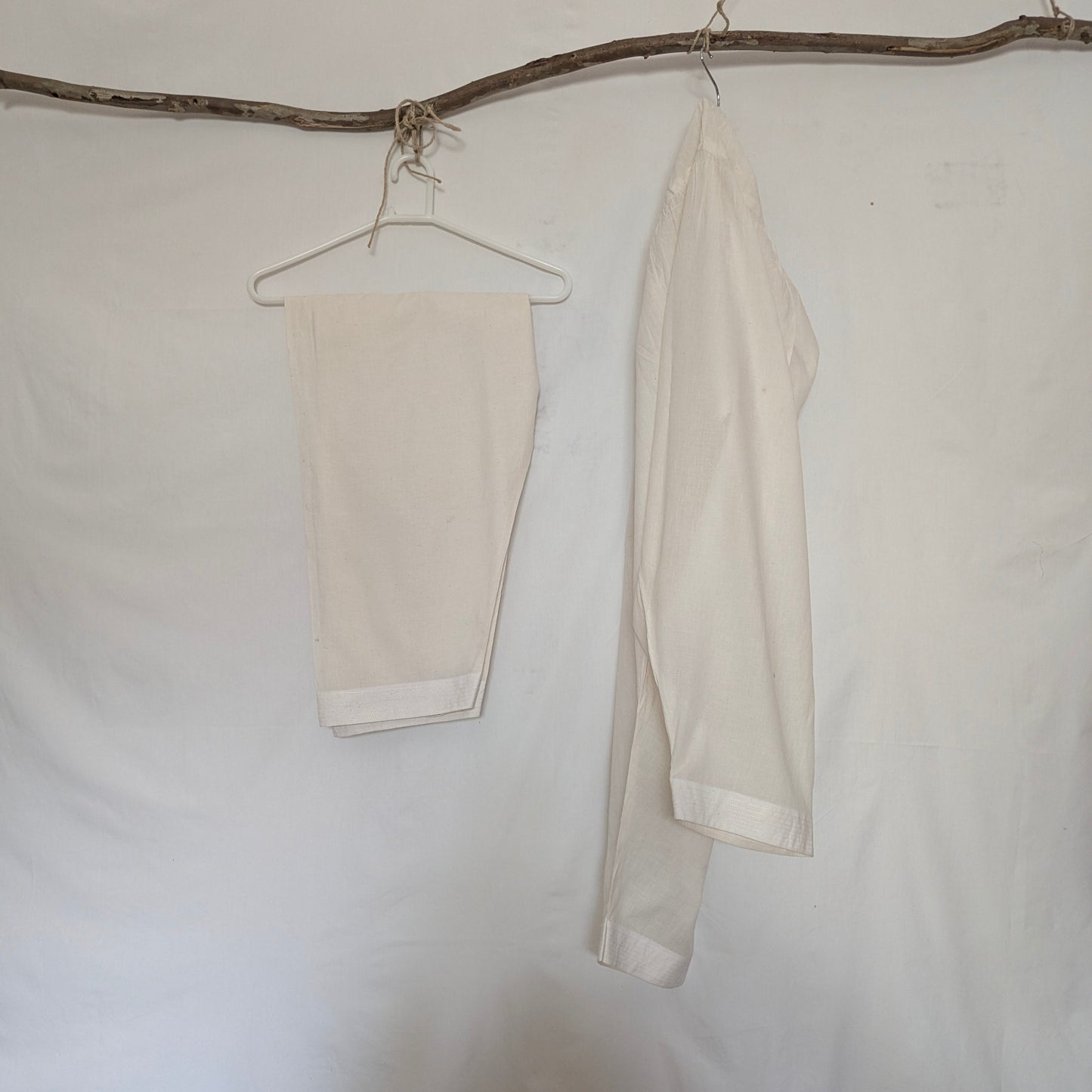 Pure Cotton Off-White Shalwar | Artisan Made