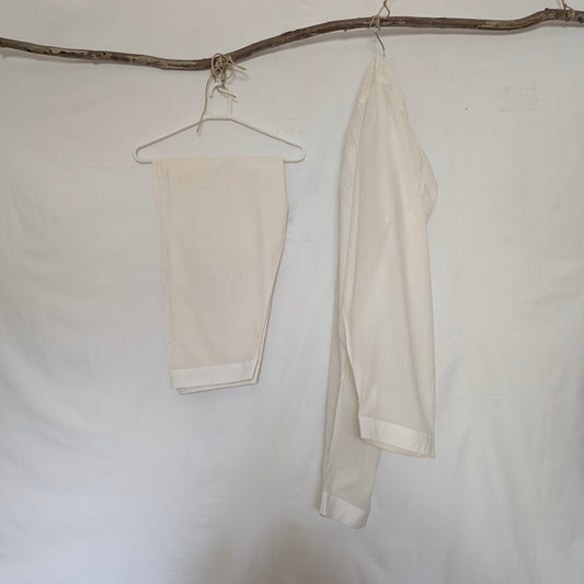 Pure Cotton Off-White Shalwar | Artisan Made