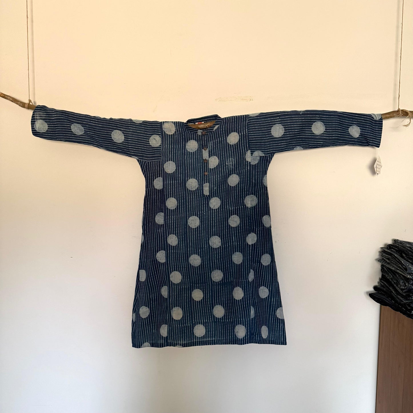 Indigo Circle & Lines Block Print Kurta