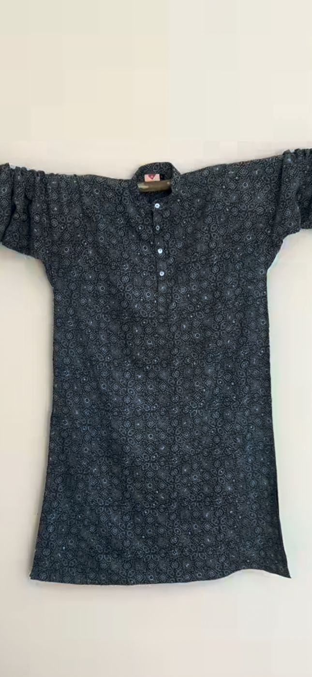 Indigo Ajrak Hand Block Print Kurta | Handmade Cotton Kurta