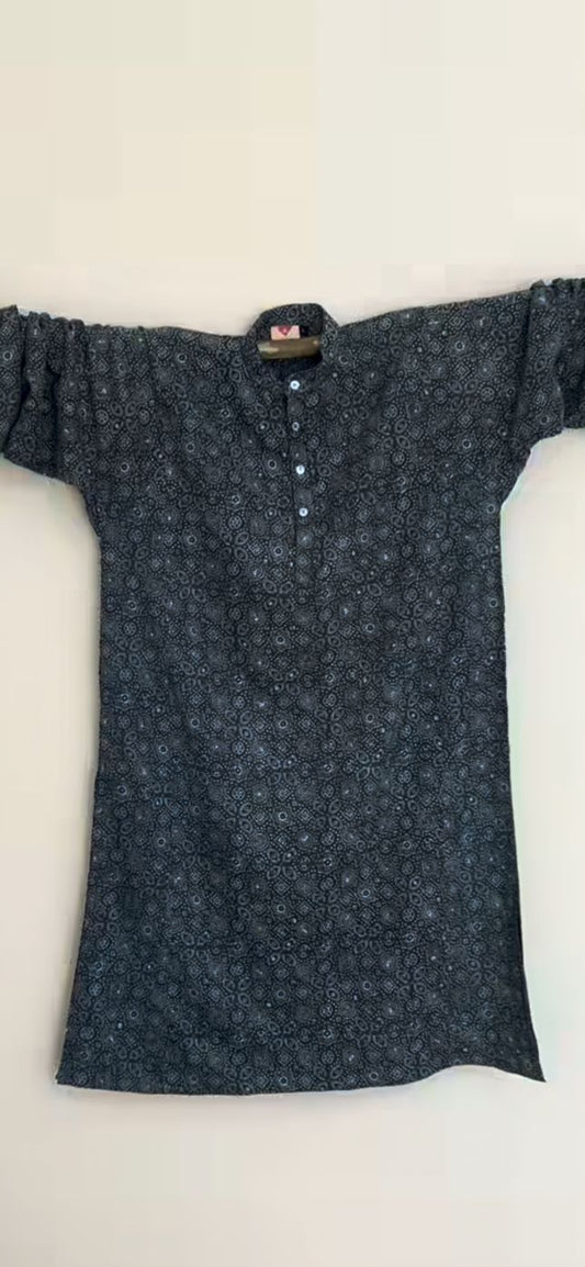 Indigo Ajrak Hand Block Print Kurta | Handmade Cotton Kurta