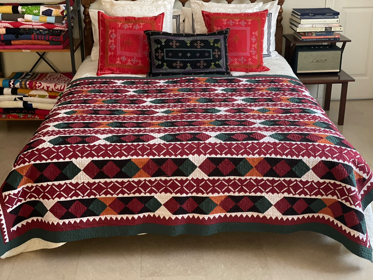 Royal Medallion Reversible Handmade Appliqué Sindhi Ralli Quilt