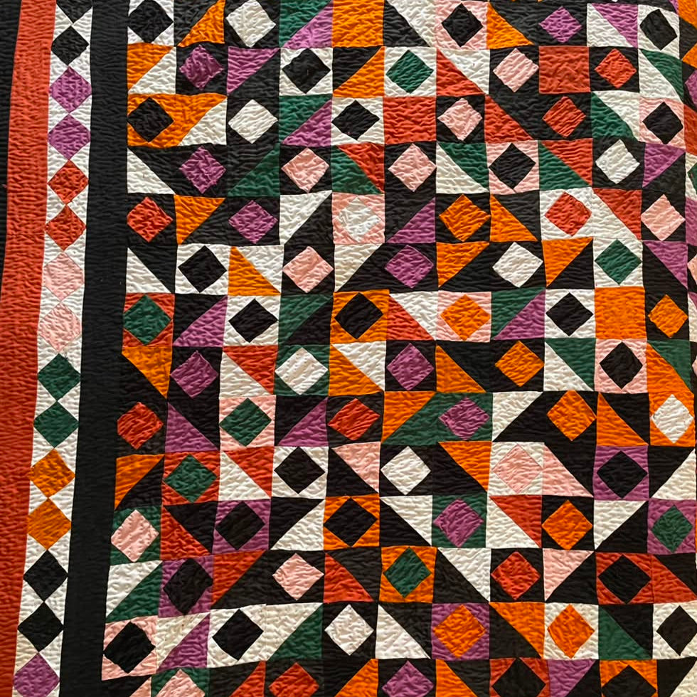 Desert Diamond Mosaic Reversible Handmade Patchwork Sindhi Ralli Quilt