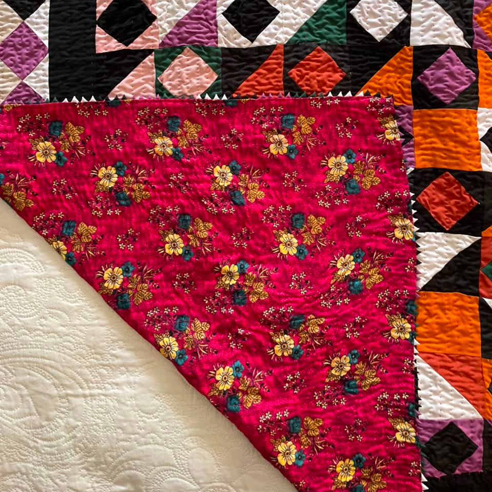 Desert Diamond Mosaic Reversible Handmade Patchwork Sindhi Ralli Quilt