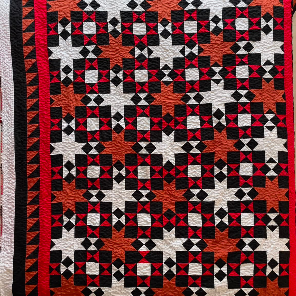 Midnight Star Compass Reversible Handmade Patchwork Sindhi Ralli Quilt