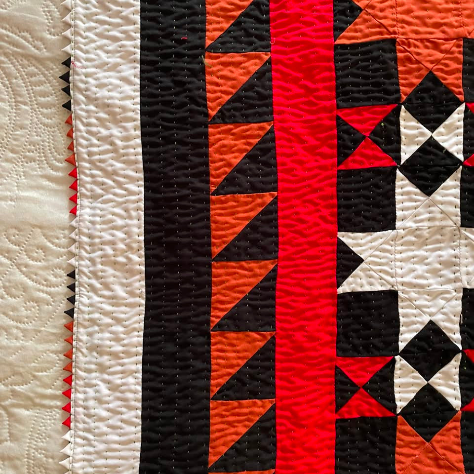 Midnight Star Compass Reversible Handmade Patchwork Sindhi Ralli Quilt