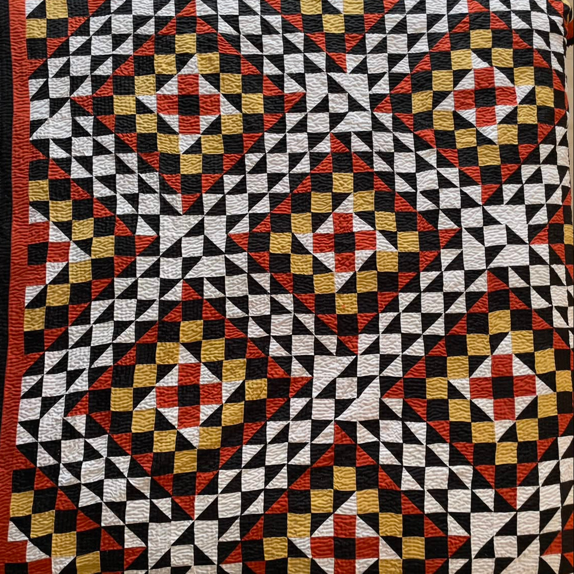Crimson Compass Reversible Handmade Patchwork Sindhi Ralli Quilt