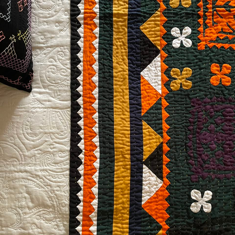 Forest Gold Heritage Reversible Handmade Appliqué Sindhi Ralli Quilt