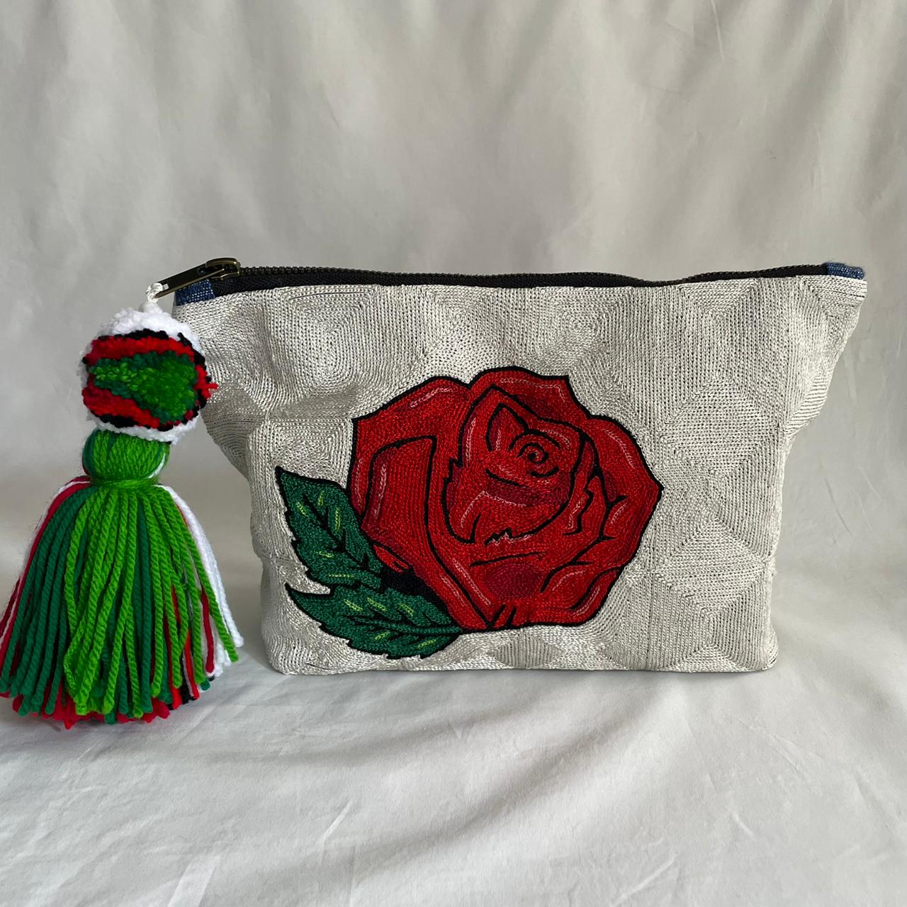 Pearl Rose Hand-Embroidered RC Bag | Handmade By Rural Artisan