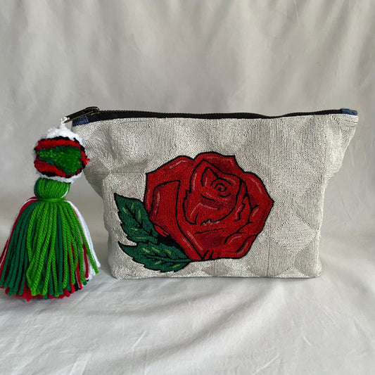 Pearl Rose Hand-Embroidered RC Bag | Handmade By Rural Artisan