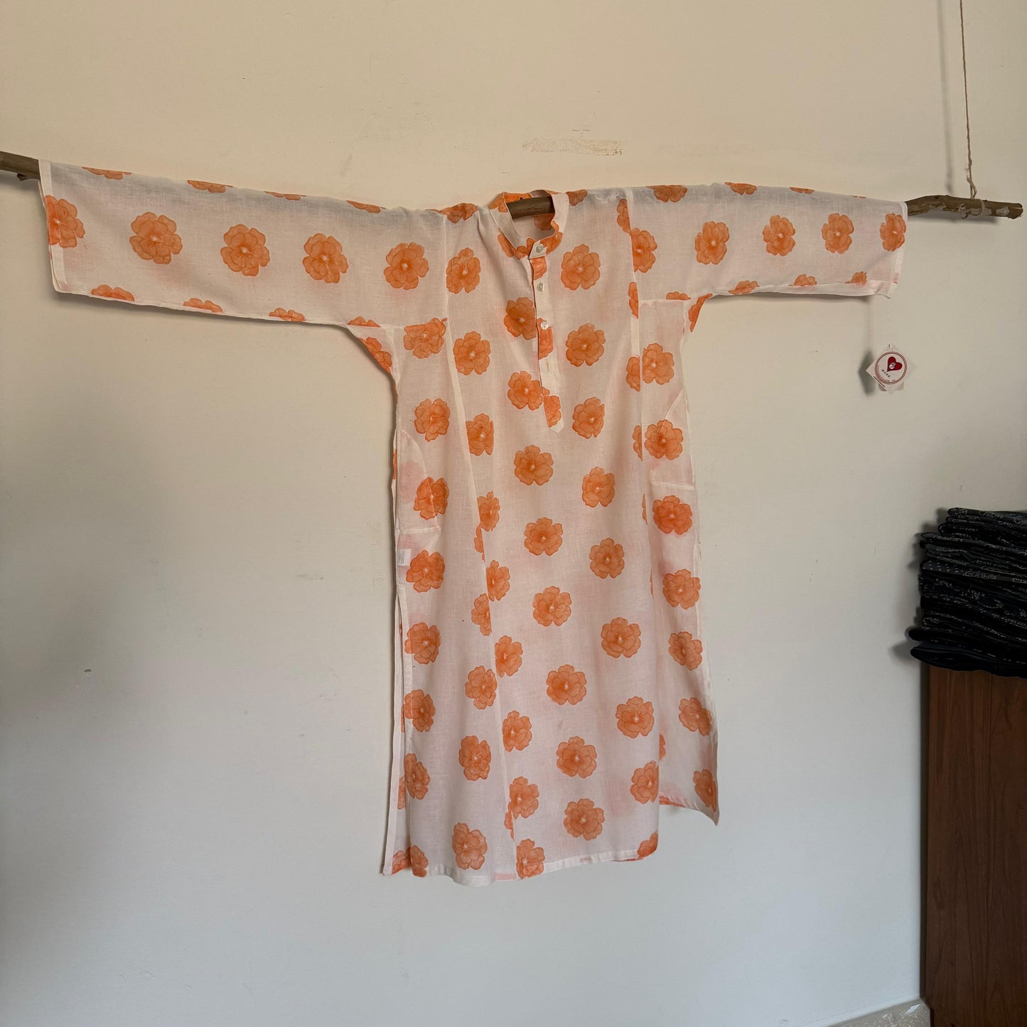 Red Poppy Block Print Kurta