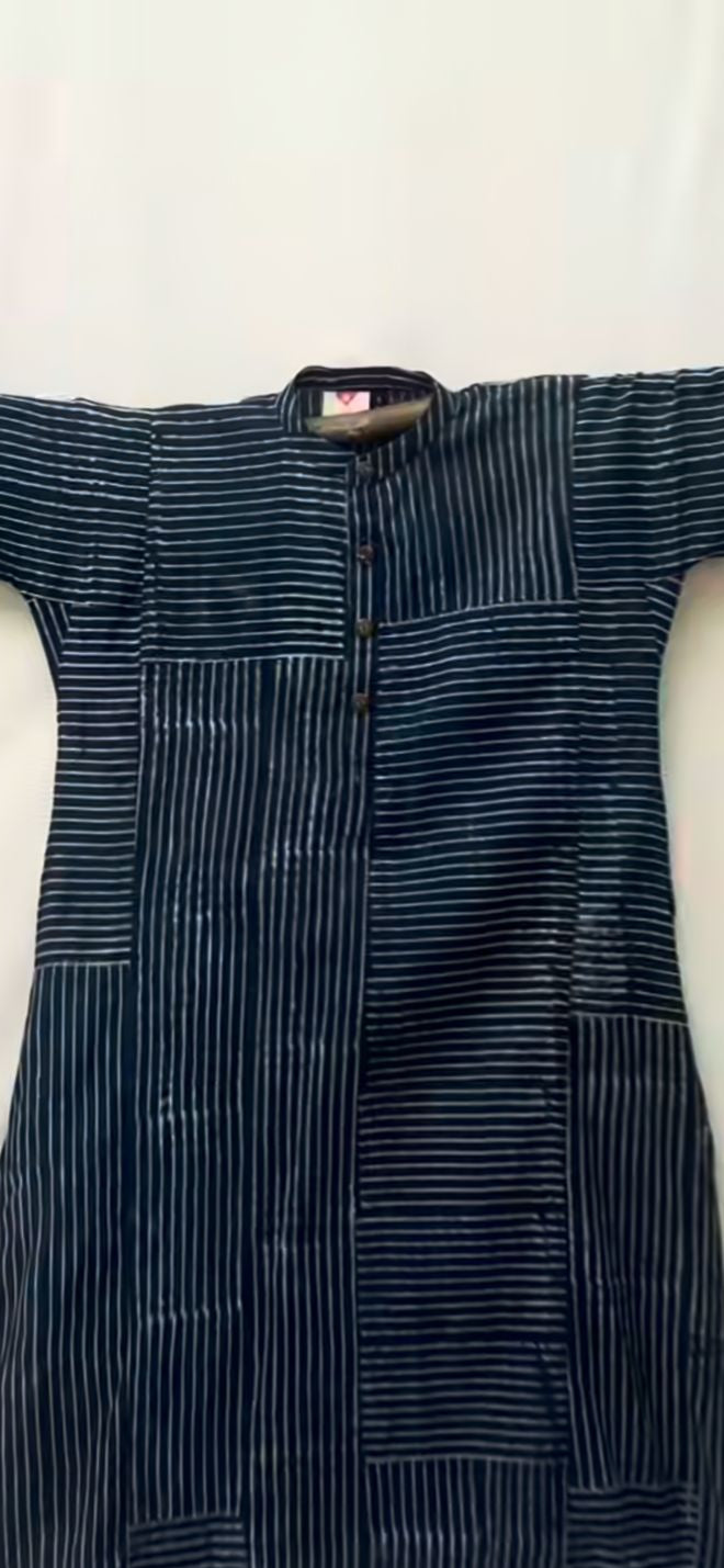 Indigo North South East West Block Print Kurta
