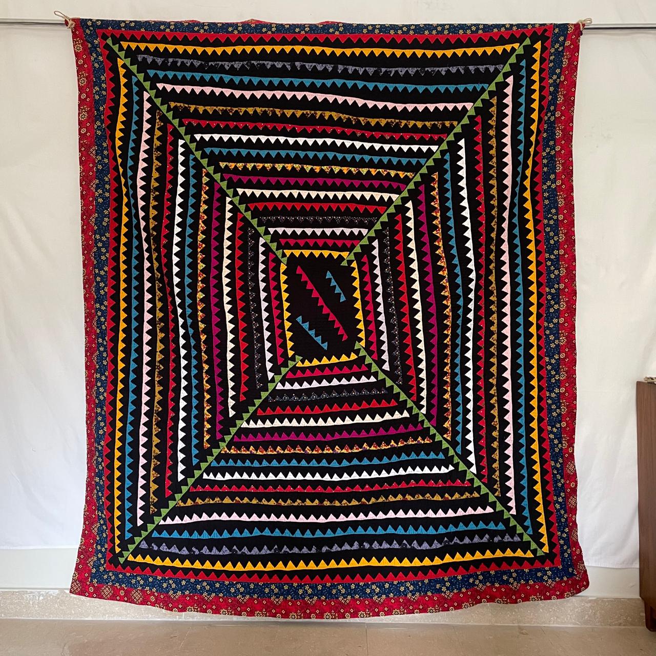 Dragon Teeth Handmade Appliqué Sindhi Ralli Quilt