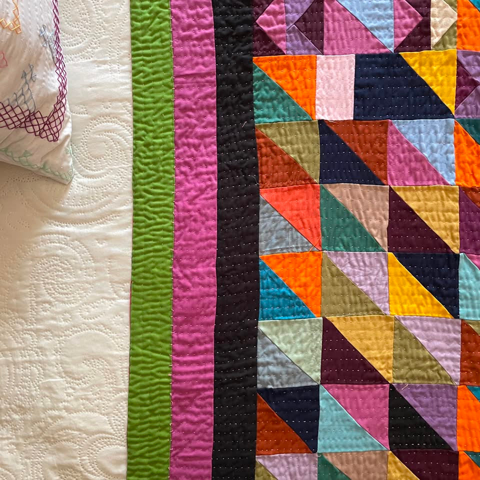 Geometric Mosaic Handmade Patchwork Sindhi Ralli Quilt