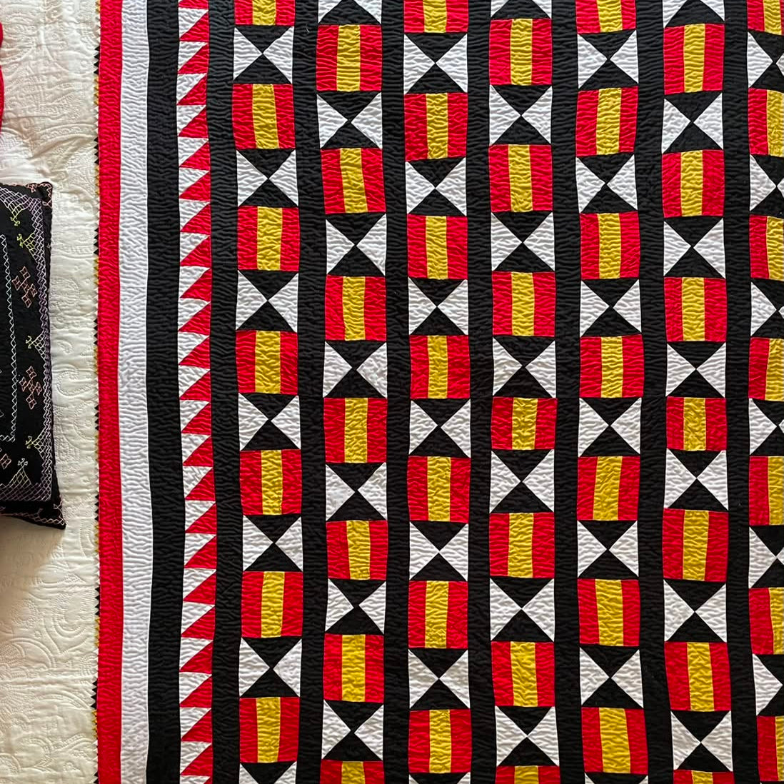 Royal Star Block Reversible Handmade Patchwork Sindhi Ralli Quilt