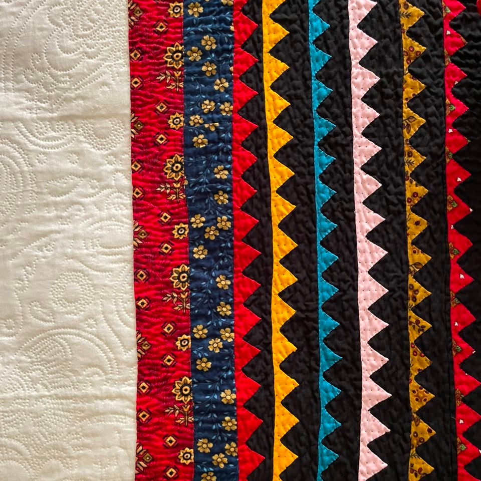 Dragon Teeth Handmade Appliqué Sindhi Ralli Quilt