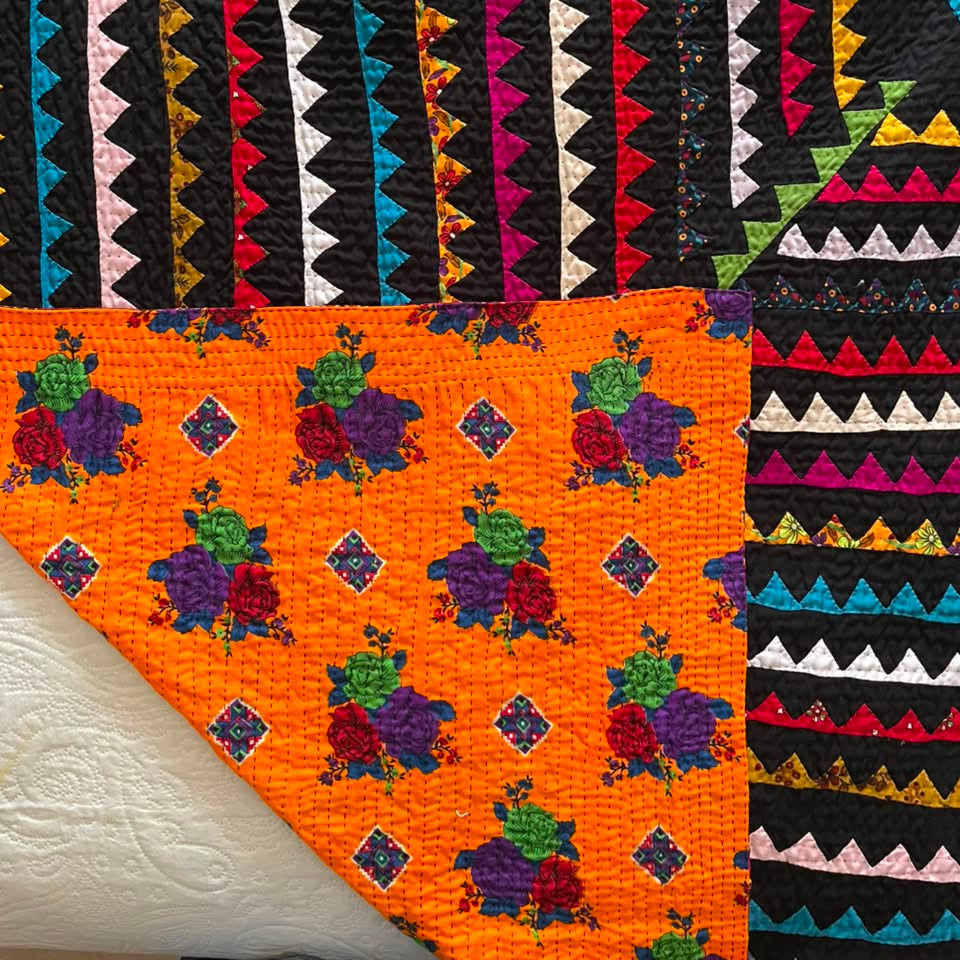 Dragon Teeth Handmade Appliqué Sindhi Ralli Quilt