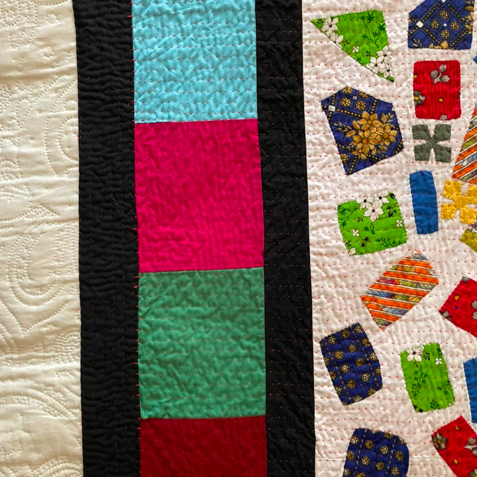 Scattered Mosaic Reversible Handmade Patchwork & Appliqué Ralli Quilt