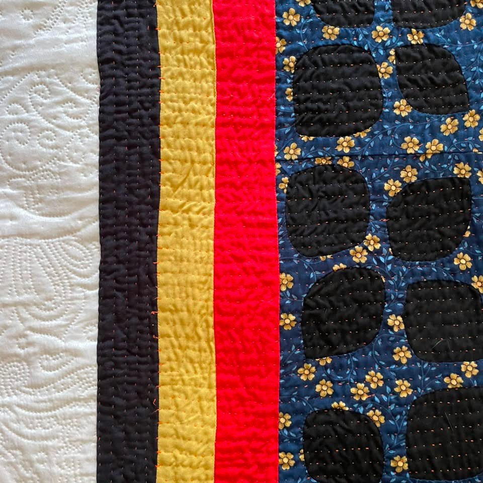 Midnight Sunburst Reversible Handmade Appliqué Sindhi Ralli Quilt