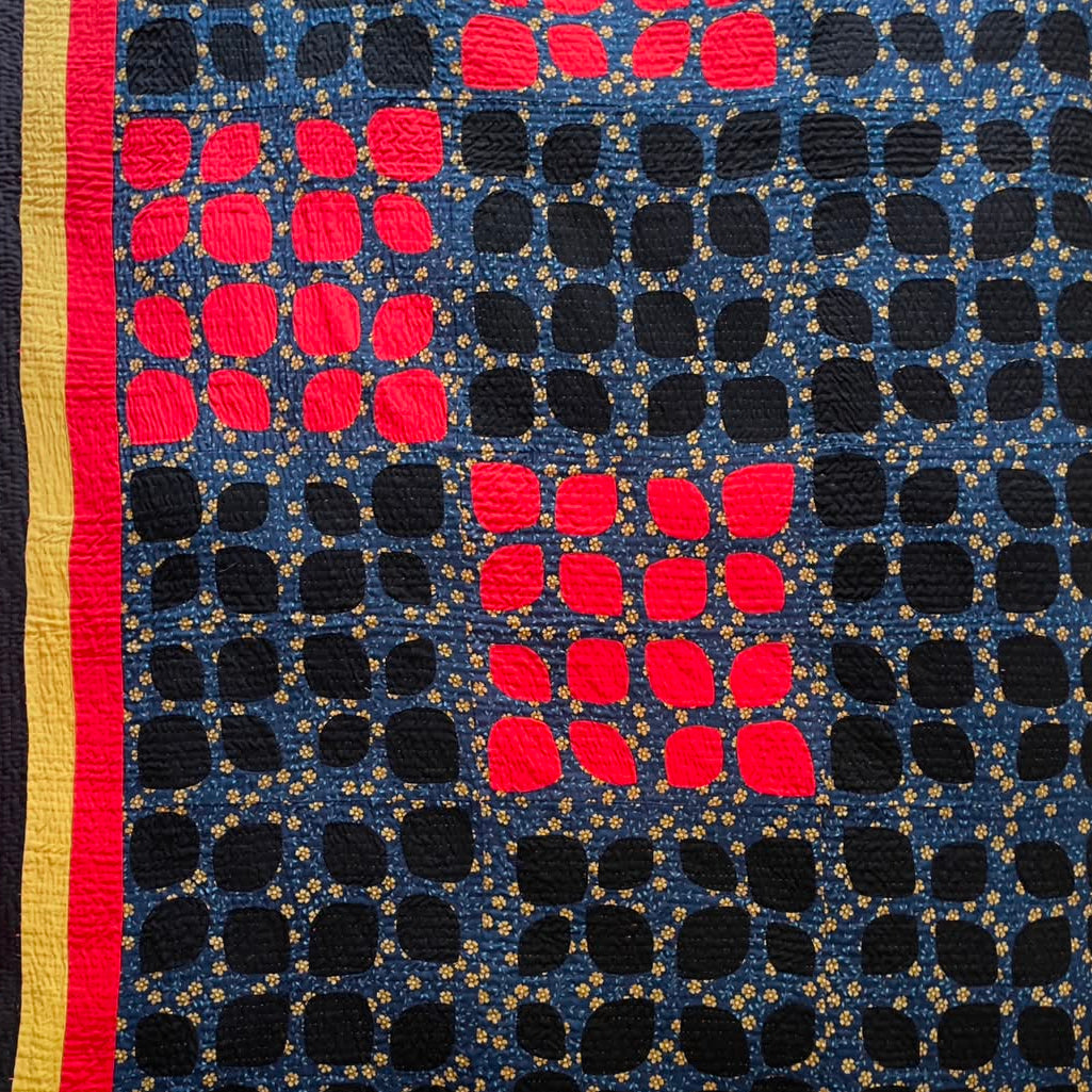Midnight Sunburst Reversible Handmade Appliqué Sindhi Ralli Quilt