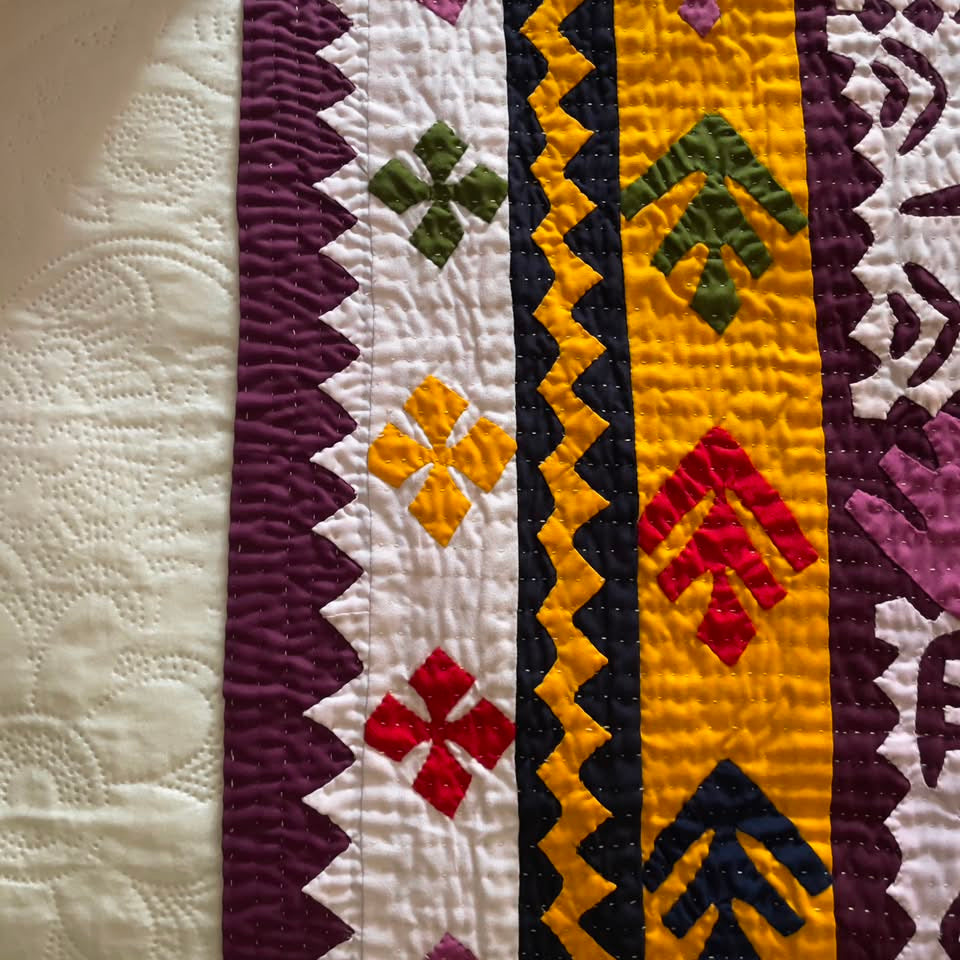 Imperial Plum Tree-of-Life Appliqué Sindhi Ralli Quilt