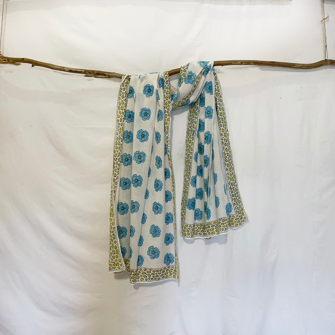 The Poppy Hand-Block Printed Scarf  With Leopard Border🌹
