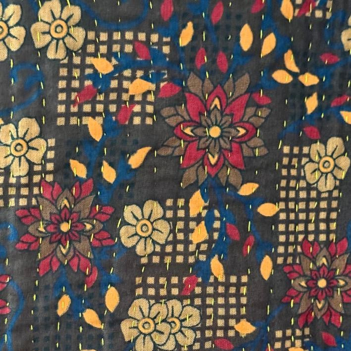 Lavender Sunburst Courtyard Handmade Appliqué Sindhi Ralli Quilt