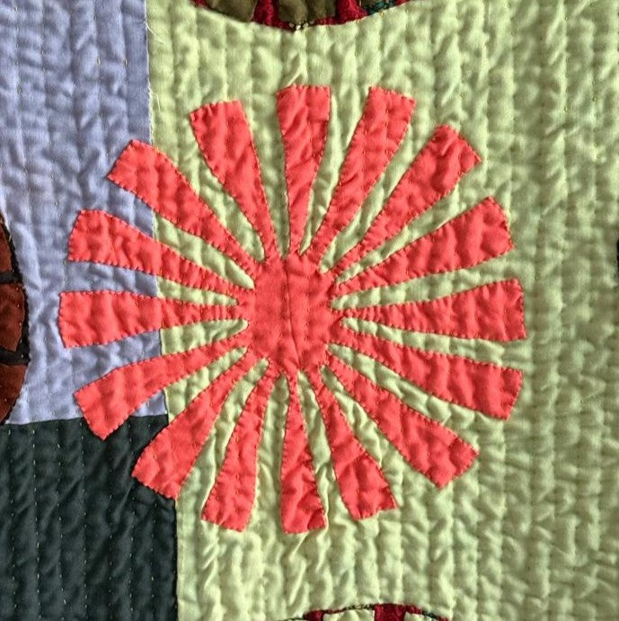 Lavender Sunburst Courtyard Handmade Appliqué Sindhi Ralli Quilt