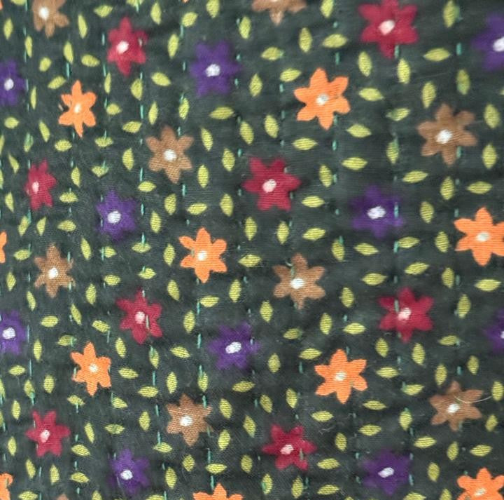 Olive Meadow Sunburst Handmade Appliqué Sindhi Ralli Quilt
