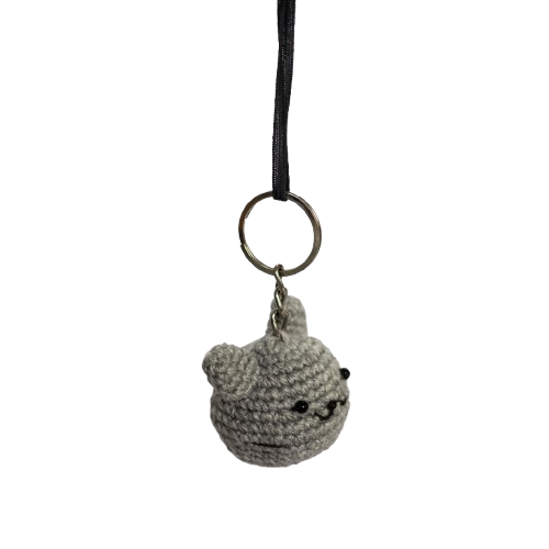 Crochet Bear Keychain – Soft Grey Cuddle Cub