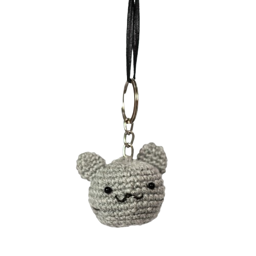 Crochet Bear Keychain – Soft Grey Cuddle Cub