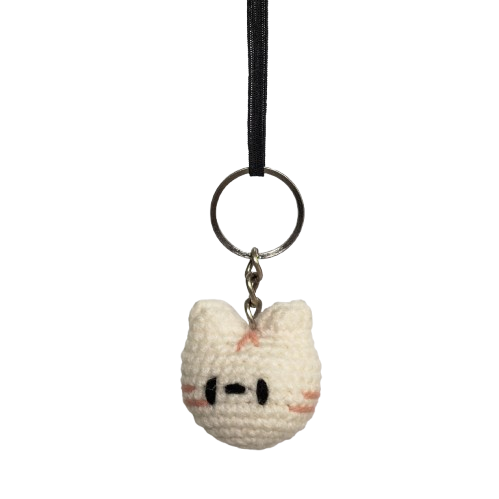 Crochet Cat Keychain – Creamy Whiskers Edition